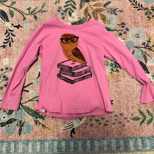 Tea Collection Pink Owl Long Sleeve Tee